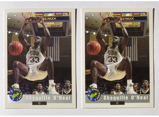 (2) Shaquille ONeal 1992 LSU Draft Pick Basketball Cards