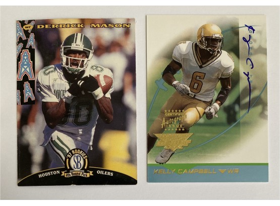 Kelly Campbell 2002 Autograph Rookie Card Gold Series No. 0403/1499 And Derrick Mason 1997 NFL Football Card