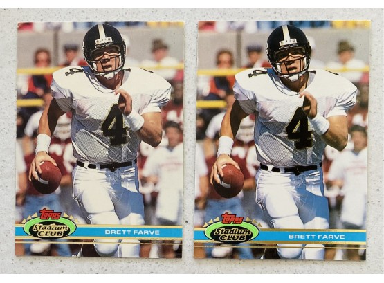 1991 Brett Farve Atlanta Falcons Team NFL Football Cards By TOPPS Stadium Club (2 Count)