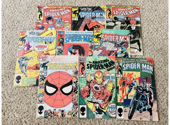SPIDER MAN Marvel Comic Books From 1986! Web Of Spiderman, The Amazing Spiderman, And Others
