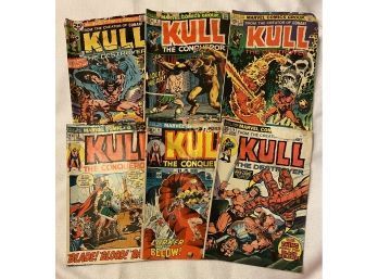 (6) Vintage Comics: KULL The Conqueror By Marvel. Some Pages In Rough Condition