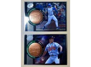 1998 Heroes Of The Game By UPPER DECK: Mike Piazza No. 1500/2000 And Greg Maddux No. 0752/2000