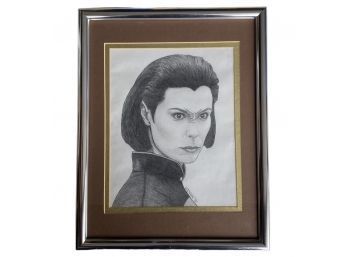 Star Treks Ro Laren Framed Sketch By Julia C. Nosal (14.5x11.5)