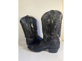 Black Nappa, Handcrafted Cushion Comfort Dan Post Boots, El Paso, Size 12D/WM 13 In MENS