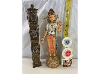 Tara Statue With Intricate Incense Container