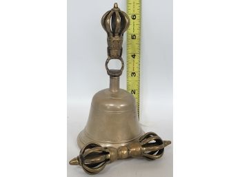 Tibetan Brass Bell And Dorje Used For Meditation To Clear The Mind And Create Focus