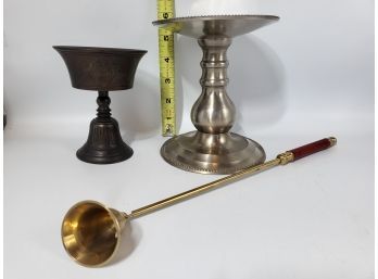2 Candle Holders And Candle Snuffer, 4.5 -6.5'