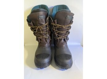 L.L. Bean Mens Leather Insulated Snow Boots, Size 12