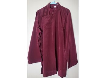 Burgundy Tibetan Wraparound Shirt