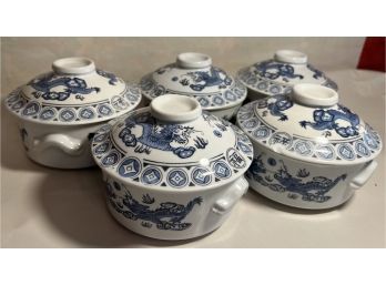 5 Sets Of China Bowls With Lids