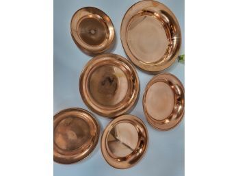 Set Of 15 Parijat Copper Plates, 3.75'-7'