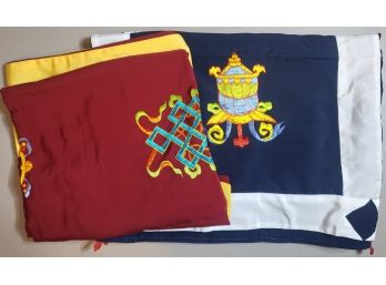 2 Large Embroidered Buddhist Door Banners