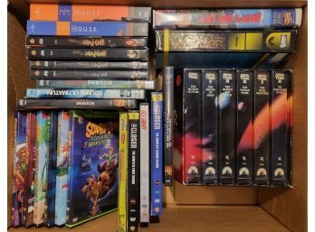 Box Of DVD's & Star Trek VHS Set