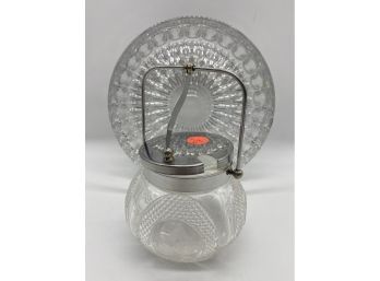 Lead Crystal Bowl With Decorative Glass Jam Jar