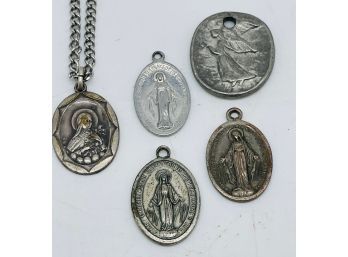 Religious Medals Including St. Therese, One Medal On Chain