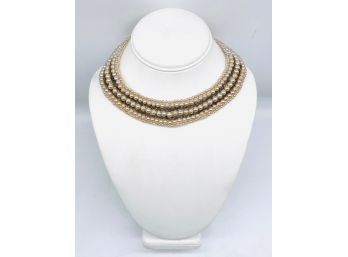 Elegant Pearls And Tiny Taupe Beads Necklace