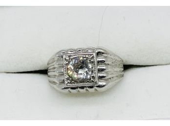 SILVER, Solitaire Gemstone  And Sterling Ring, Size 9