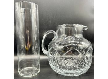 Glass Vase And Crystal Pitcher