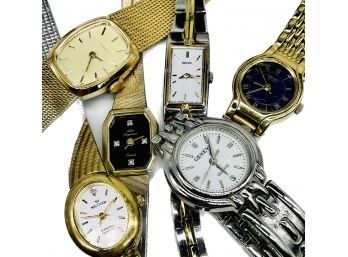 Ladies Watches, Silver And Gold Tone, Timex, Waltham, Geneva, Jules Jurgensen, Seiko. Untested.
