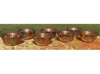 Sharvgun 2.5 Inch Flower Of Life Set Of 7 Copper Offering Bowls