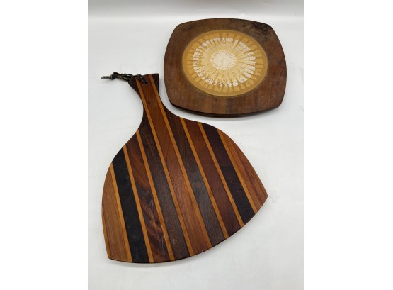 Set Of 2 Wooden Decorative Plates/Trays