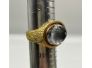 Gold-colored & Glass Ring, Sz 10, 14g