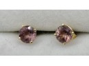 Goldtone Clip Earrings, Fabulous Moon  On Chain Necklace, Gemstone Violet Pierced Earrings