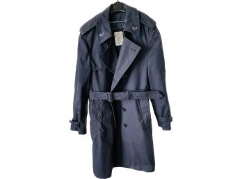 Mens, All-weather Coat, Lined, Size 40 S, Double Breasted - High Quality, Navy Blue