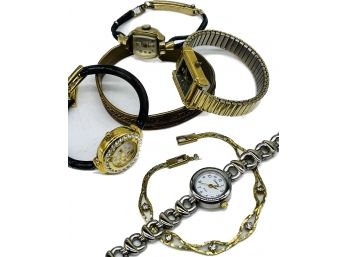 Ladies Watches, Bracelets, Silver/gold/copper Tones, Gemstones, Carriage, Jules Jurgensen. Untested.