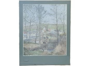 Artwork - Large Reproduction - Man And A Horse By Stream, Framed And Matted