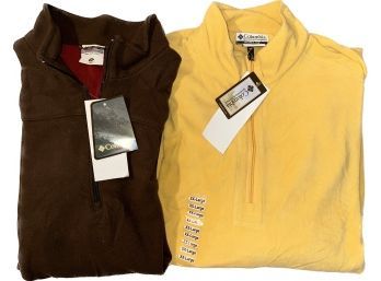 2 Mens Size 2X Columbia Fleece Half Zips (brown And Yellow) -NEW With Tags
