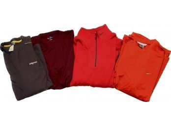 Mens Size L Athletic & Warm Clothes- Nike Halfzip & LS (red), Russell Tee (maroon), Jansport FleeceCrew (gray)