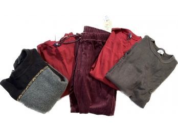 Mens Size M Warm Clothing-Columbia &north Face Fleece Crew (gray), 2 US Jean Co LS (red), Pulp Pants (merlot)