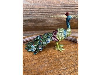 Miniature Peacock Figurine With Magnetic Removable Tail