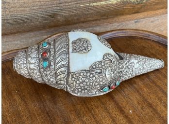 Buddhist Ritual Silver Conch Shell