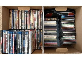 CD, DVD, And Bluray Value Lot! Some New In Wrapper, Some Duplicates And A CD Carrying Case.