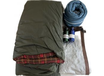 Camping And Outdoor Supplies- Tarp (8x10 Ft), Cabelas Canteens And Sleeping Bag, REI Polar Pod