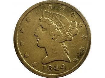 1844 Liberty Gold Five Dollar Coin, 0.3oz