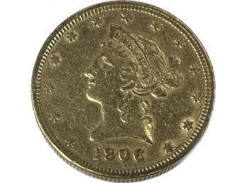 1906 Ten Dollar Gold Liberty Coin, 0.6oz