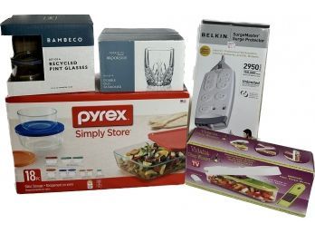 New Pyrex Simply Store 18 Pc Glass Storage, Belkin Surge Protector Power Strip, Vidalia Chop Wizard