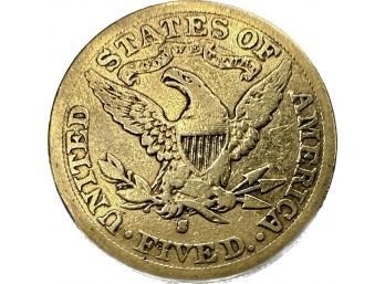 1885 Liberty Gold Five Dollar Coin. 0.3oz