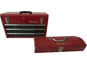 Craftsman Metal Tool Organizer 21x9x12 And Metal Tool Box. Includes Various Wrenches, Screw Drivers, And Bits.