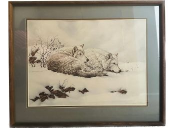 White Wolves Framed Print By James Faulkner, 25x31in