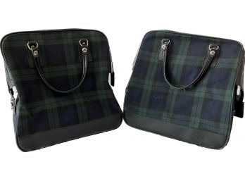 Two Vintage Plaid Bowling Ball Carriers- 15x15x7