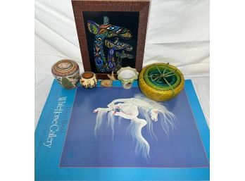 Rance Hood White Horse Gallery Horse Poster,  (34x24), Phit Lewis Giraffe Framed Print, Mexican Pottery & More