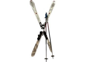 Apache Recon Mountain Skis With Salomon Bindings & Reflex 700 Fluted Poles-127cm. Skis- 167cm, 16M Radius.