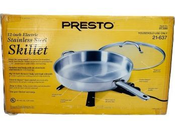 Presto 12-inch Electric Stainless Steel Skillet, In Box