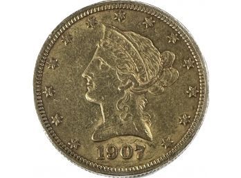 1907 Ten Dollar Gold Liberty Coin, 0.6oz