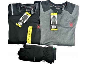 Grey And Black Spyder Active Mens Longsleeve Shirts, Head XL Mens Waterproof Hybrid Gloves