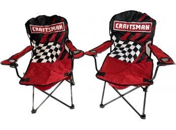 Set Of 2 Craftsman Deluxe Folding Armchairs With Carrying Cases-slight Wear. Seats-20 In Wide 16 In Off Ground